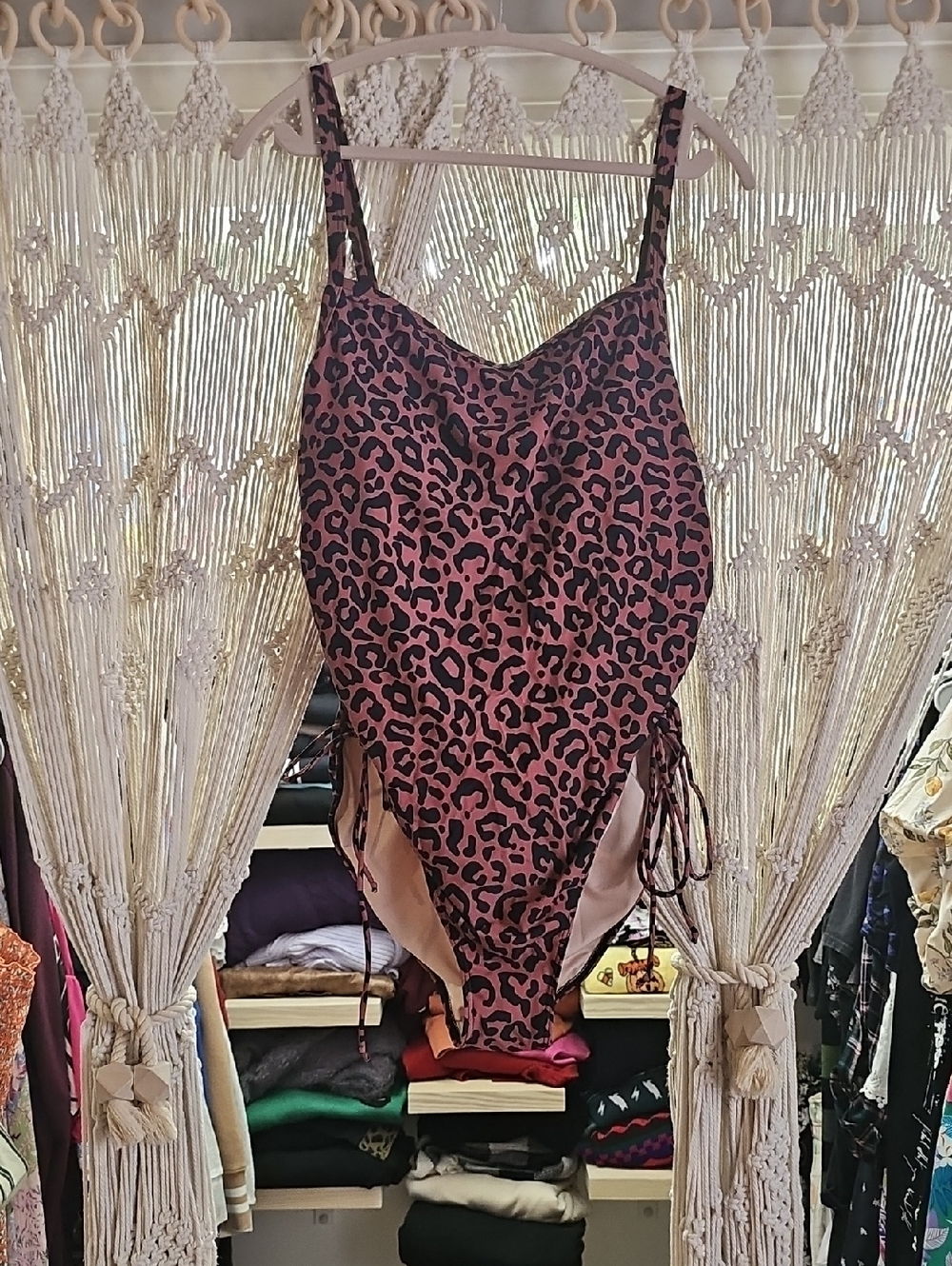 Chic Soul Pink and Black Leopard-Print One-Piece